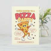 Bewerkbare Pizza Party verjaardagsuitnodiging sjab Kaart (Staand voorkant)