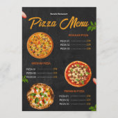 Bewerkbare Pizzamenukaart Pizzaria Restaurant Menu (Voorkant)