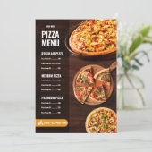 Bewerkbare Pizzamenukaart Pizzeria Restaurant Menu (Staand voorkant)