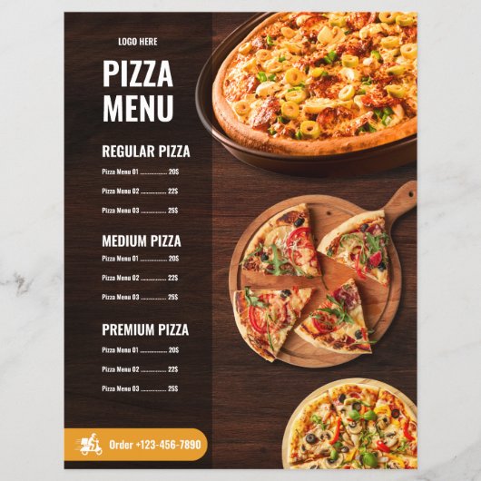 Bewerkbare Pizzamenukaart Pizzeria Restaurant Menu (Voorkant)