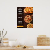 Bewerkbare Pizzamenukaart Pizzeria Restaurant Menu Poster (Keuken)