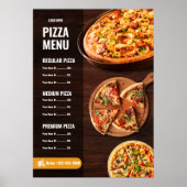 Bewerkbare Pizzamenukaart Pizzeria Restaurantmenu Poster (Voorkant)