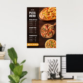 Bewerkbare Pizzamenukaart Pizzeria Restaurantmenu Poster (Thuiskantoor)
