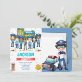 Bewerkbare politie foto uitnodiging (Staand voorkant)