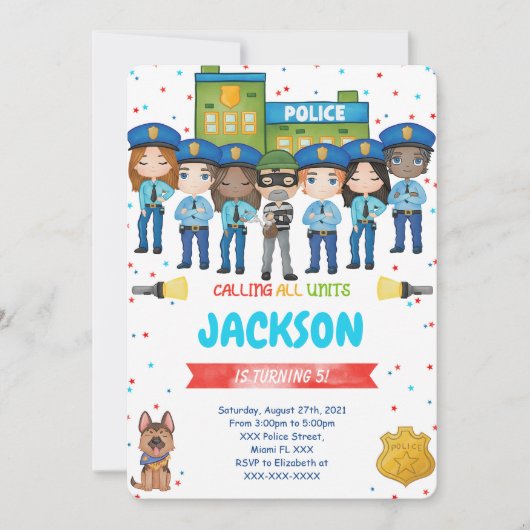 Bewerkbare politie uitnodiging (Voorkant)