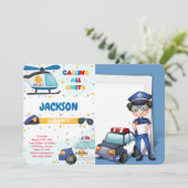 Bewerkbare Politie Verjaardag Foto uitnodiging (Staand voorkant)