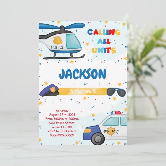 Bewerkbare Politie Verjaardag Uitnodiging (Staand voorkant)
