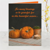 Bewerkbare pompoenen Plant en kaars Thanksgiving Kaart (Gele Bloem)