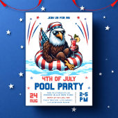 Bewerkbare Pool Party Uitnodiging, 4th of July Par Kaart