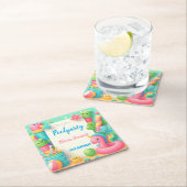 Bewerkbare Pool Party Verjaardag Zomer Zwemmen Kartonnen Onderzetters (Insitu)