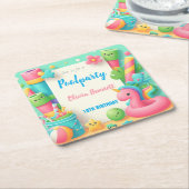 Bewerkbare Pool Party Verjaardag Zomer Zwemmen Kartonnen Onderzetters (Schuin)