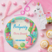 Bewerkbare Pool Party Verjaardag Zomer Zwemmen Papieren Bordje (Feest)