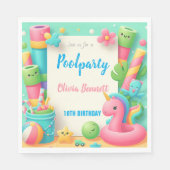 Bewerkbare Pool Party Verjaardag Zomer Zwemmen Servet (Voorkant)
