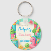 Bewerkbare Pool Party Verjaardag Zomer Zwemmen Sleutelhanger (Voorkant)