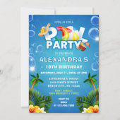 Bewerkbare Pool Party verjaardagsuitnodiging Kaart (Voorkant)