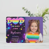 Bewerkbare Pop it Verjaardags Foto Uitnodiging (Staand voorkant)