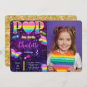 Bewerkbare Pop IT Verjaardagsfotouitnodiging Kaart (Voorkant / Achterkant)