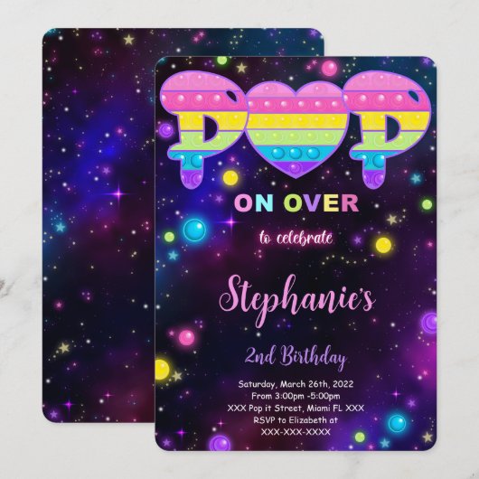 Bewerkbare Pop IT Verjaardagsuitnodiging Kaart (Voorkant / Achterkant)