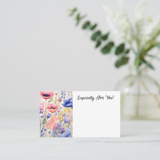 Bewerkbare Poppies Bloemenwinkel Boeket Bericht Ka Visitekaartje (Staand voorkant)