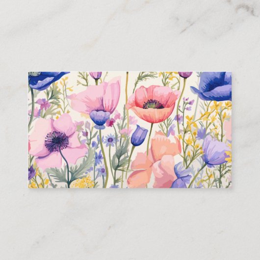 Bewerkbare Poppies Bloemenwinkel Boeket Bericht Ka Visitekaartje (Achterkant)
