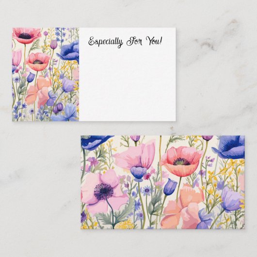Bewerkbare Poppies Bloemenwinkel Boeket Bericht Ka Visitekaartje (Voorkant / Achterkant)