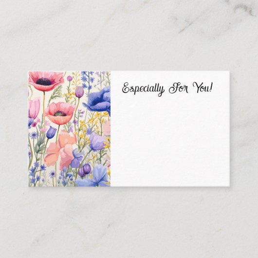 Bewerkbare Poppies Bloemenwinkel Boeket Bericht Ka Visitekaartje (Voorkant)