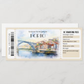 Bewerkbare Porto Boarding Pass Vliegticket Kaart (Voorkant / Achterkant)