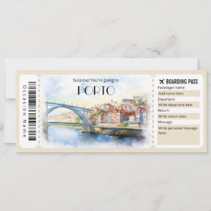 Bewerkbare Porto Boarding Pass Vliegticket Kaart