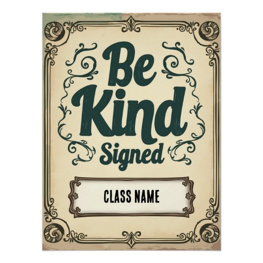 Bewerkbare poster met klasregels en naam (Voorkant)