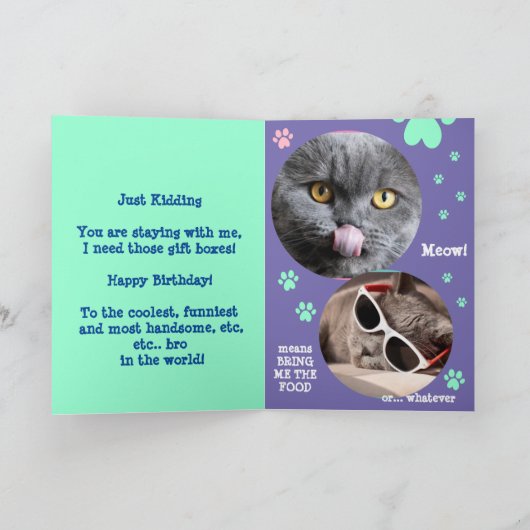Bewerkbare Prank Gay Cruise Verjaardag, Leuke kat  Kaart (Binnen)