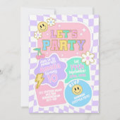 Bewerkbare Preppy Let's Celebrate Smile Face Birth Kaart (Voorkant)