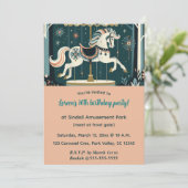 Bewerkbare pretpark carrousel partij kaart (Staand voorkant)