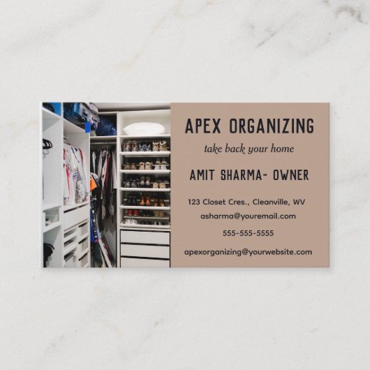 Bewerkbare Professional Organizer Visitekaartje (Voorkant)