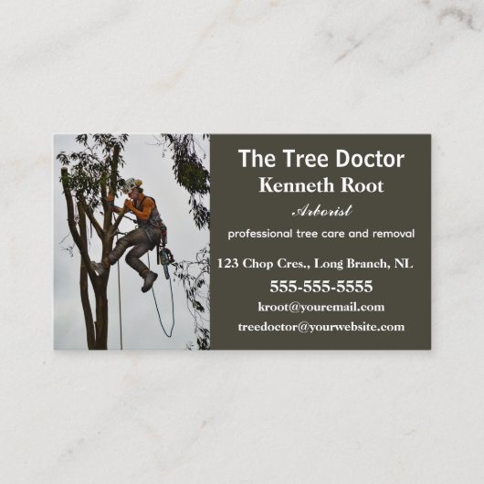 Bewerkbare professionele boomkweker visitekaartje (Voorkant)