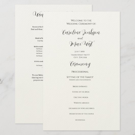bewerkbare programmeceremonie briefpapier (Voorkant / Achterkant)