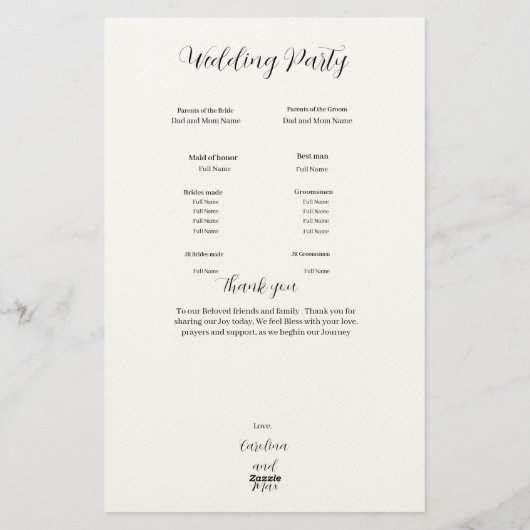 bewerkbare programmeceremonie briefpapier (Achterkant)
