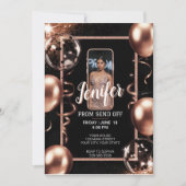 Bewerkbare Prom Send Off Earth Pink Sparkling Lijs Kaart (Voorkant)