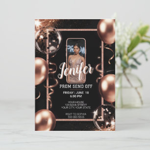 Bewerkbare Prom Send Off Earth Pink Sparkling Lijs Kaart