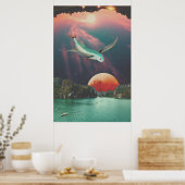 Bewerkbare Psychedelische Vliegende Vis Kunst Post Poster (Keuken)