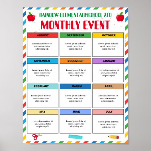 Bewerkbare PTO PTA Maandelijkse event sjabloon Poster (Voorkant)