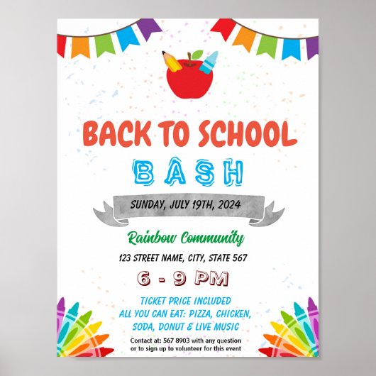 Bewerkbare PTO PTA terug naar school flyer Poster (Voorkant)