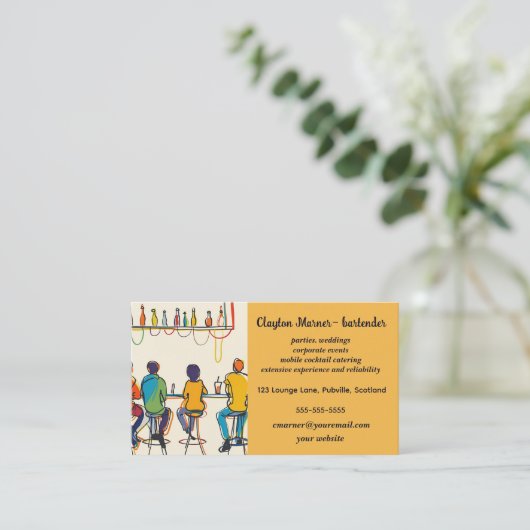 Bewerkbare pub barman visitekaartje (Staand voorkant)