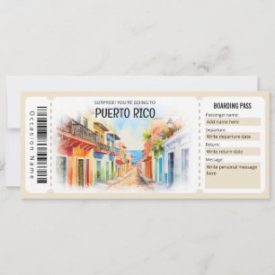 Bewerkbare Puerto Rico-ticket voor een instapkaart Kaart