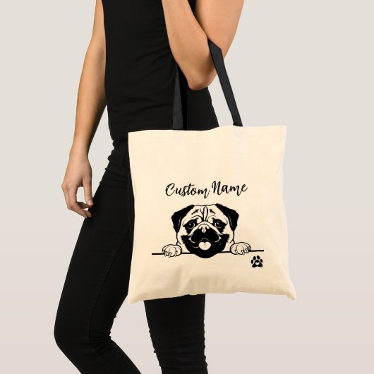 Bewerkbare PUG-Canvas tas | Aangepaste huisdierenn (Voorkant (product))