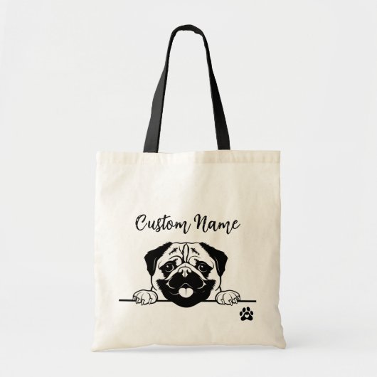 Bewerkbare PUG-Canvas tas | Aangepaste huisdierenn (Voorkant)