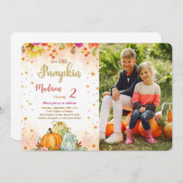 Bewerkbare Pumpkin Birthday Photo uitnodiging