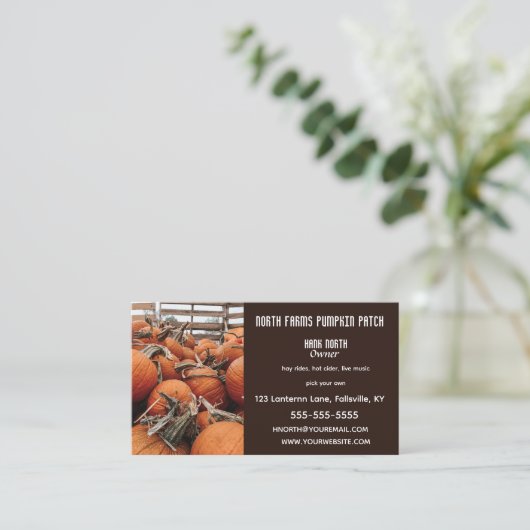 Bewerkbare Pumpkin Patch Boerderij Visitekaartje (Staand voorkant)