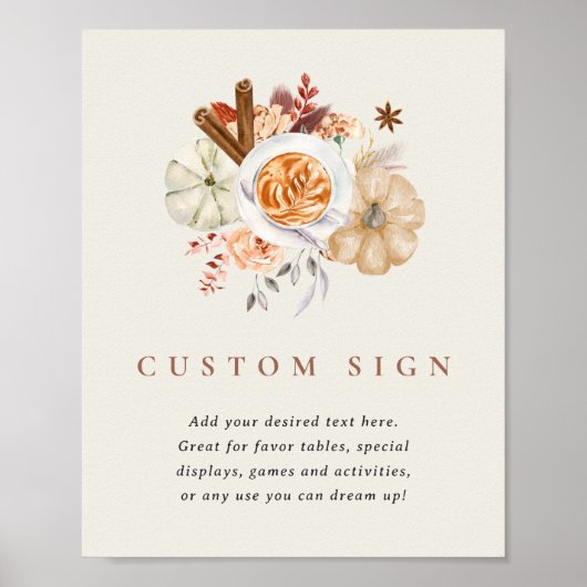 Bewerkbare Pumpkin Spice Baby shower Sign Sjabloon Poster (Voorkant)