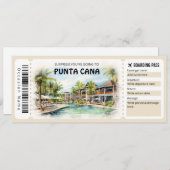 Bewerkbare Punta Cana Boarding Pass Vliegticket Kaart (Voorkant / Achterkant)