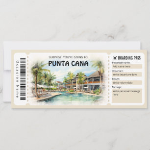 Bewerkbare Punta Cana Boarding Pass Vliegticket Kaart